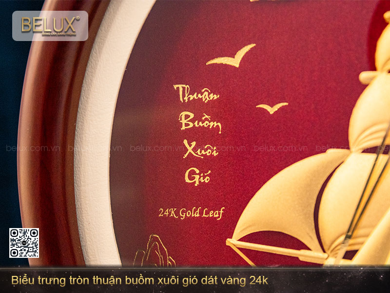 Biểu trưng tròn thuận buồm xuôi gió dát vàng 24k
